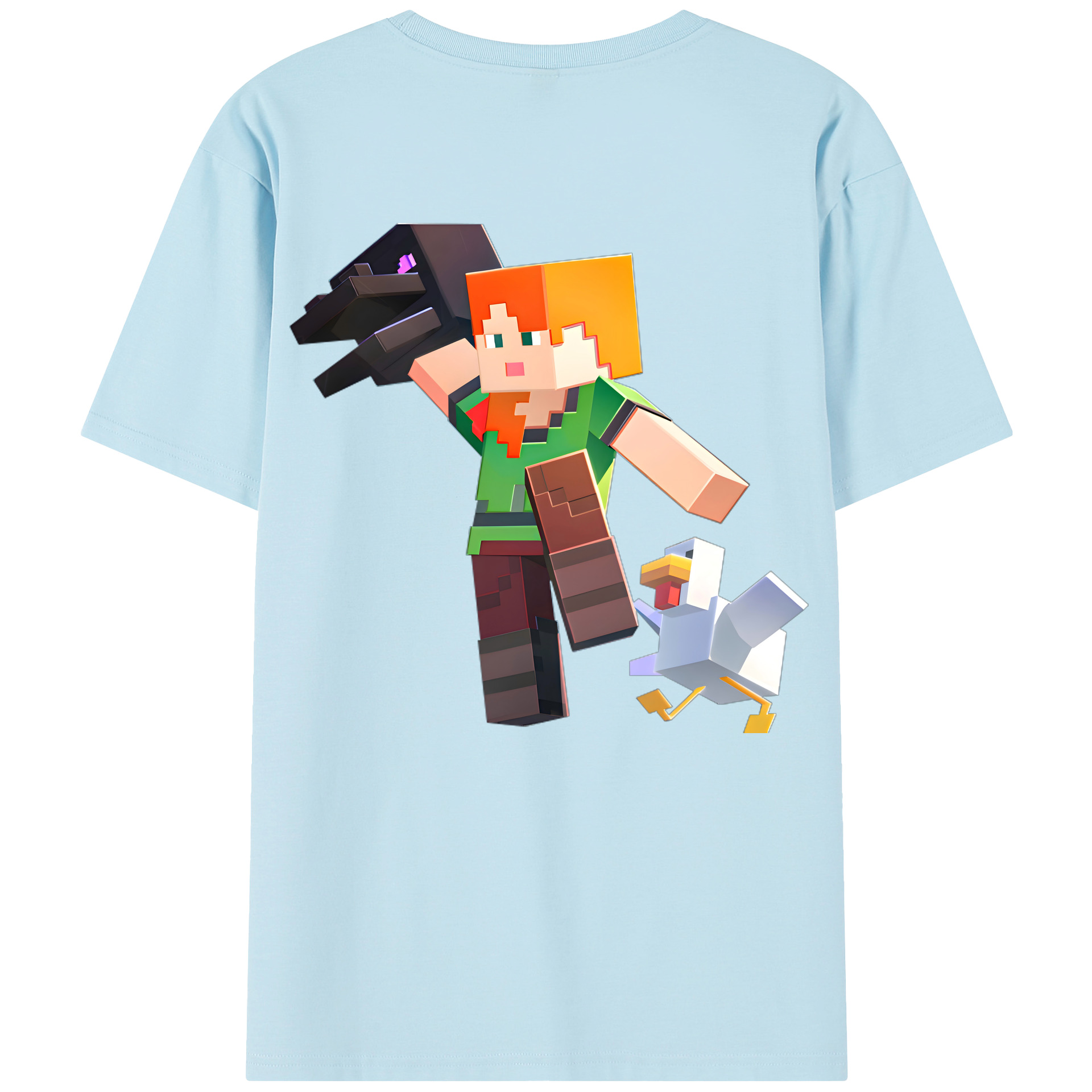 （画像用） マインクラフト ブロックの世界 Minecraft MC Block world 綿100％半袖Tシャツ（背面プリント）